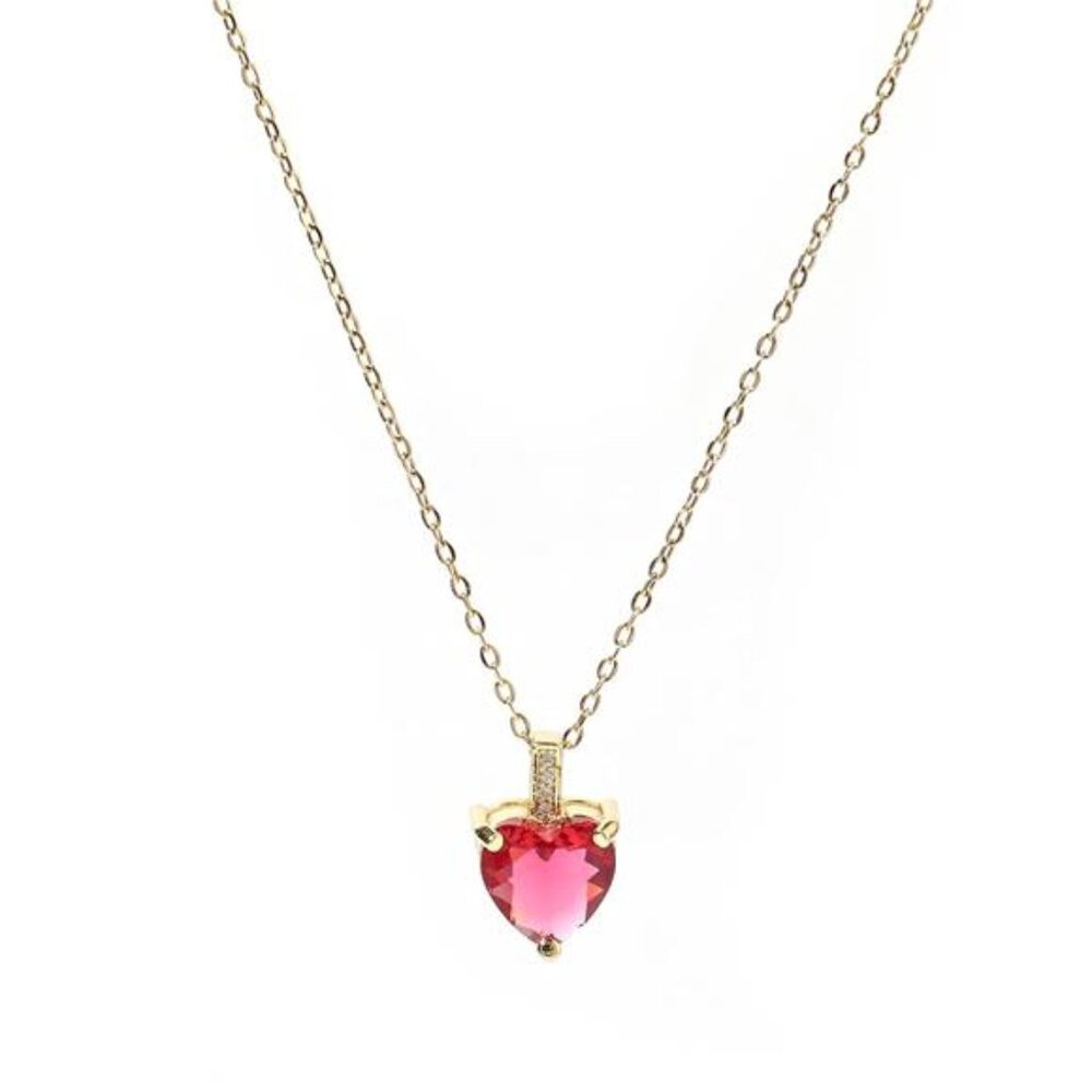 Ruby Birthstone Necklace | July | For Women | 14K Gold Plated Necklace